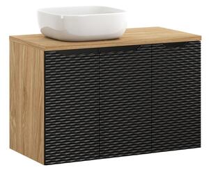 Comad Koupelnová skříňka Ocean s deskou a umyvadlem 90 cm černá/dub olejovaný