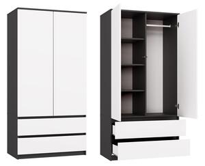 TP Living Šatní skříň Malwa SS-90 cm antracit/bílá