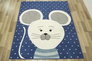 Dětský kusový koberec LUNA KIDS 534221/94955 Myška Modrý Rozměr: 120x170 cm