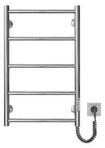 Koupelnový žebříkový radiátor CLASSIC 65W/230V 66x42 cm nerez/lesklý chrom pravá