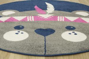 Makro Abra Kulatý dětský koberec EMILY KIDS 5857A Medvídek Modrý Růžový Rozměr: průměr 160 cm