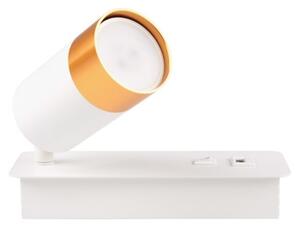 Nástěnné bodové svítidlo s USB nabíječkou 1xGU10/35W/230V bílá/zlatá