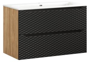 Comad Závěsná skříňka Ocean I se zápustným umyvadlem 90 cm černá/dub olejovaný