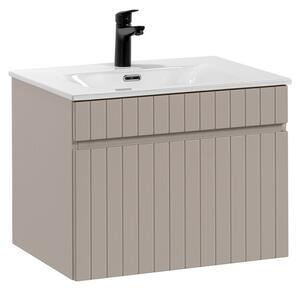 Comad Závěsná skříňka Iconic se zápustným umyvadlem 60 cm kašmír/bílá