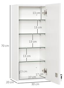 Kleankin Lékárnička uzamykatelná s nastavitelnými policemi, bílá, 30 x 20 x 70 cm