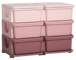 HOMCOM Dětská zásuvková skříňka (organizér) s úložnými boxy na hračky, růžová, 75 x 37 x 56,5 cm
