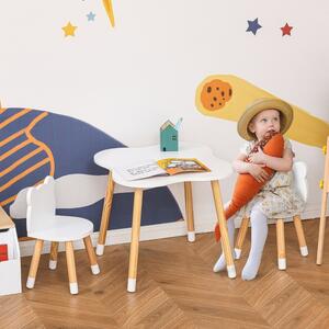 HOMCOM Dětský stůl se židlemi, tvar medvěd, bílý, 56 x 56 x 50 cm