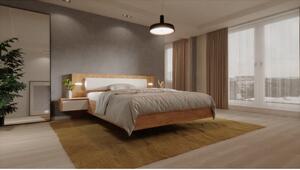 Dřevěná postel Xelo 160x200, 2x noční stolek, bez roštu a mat
