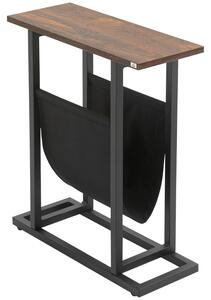 HOMCOM Odkládací stolek úzký s látkovou taškou, hnědočerný, 49 x 19 x 55 cm