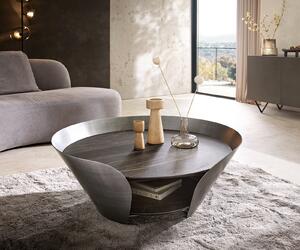 DELIFE Konferenční stolek Skafi 100x40 cm keramika Laminam® Noir Desir hnědá metalická stříbrná
