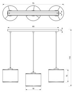 Lustr na lanku LOFT SHADE 3xE27/60W/230V černá