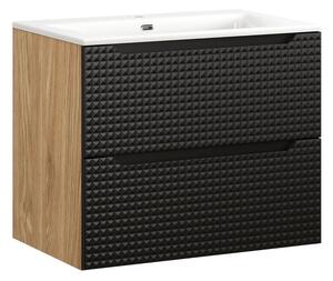 Comad Závěsná skříňka Luxor Black se zápustným umyvadlem 70 cm černá