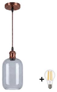 Brilagi - LED Lustr na lanku R GLASS 1xE27/60W/230V pr. 14 cm měděná/kouř šedá