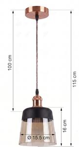 Brilagi - LED Lustr R GLASS 1xE27/60W/230V pr. 15,5 cm měděná/kouř béžová/černá