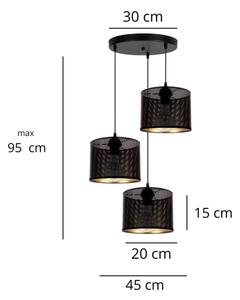 Lustr na lanku ALDO 3xE27/60W/230V pr. 45 cm černá