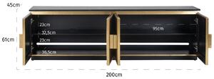 Zlatý kovový TV stolek Richmond Ironville 200 x 45 cm