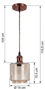 Brilagi - LED Lustr na lanku R GLASS 1xE27/60W/230V pr. 14 cm měděná/kouř béžová