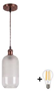 Brilagi - LED Lustr na lanku RETRO GLASS 1xE27/60W/230V pr. 14 cm měděná/bílá