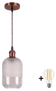 Brilagi - LED Lustr na lanku RETRO GLASS 1xE27/60W/230V pr. 14 cm měděná/bílá