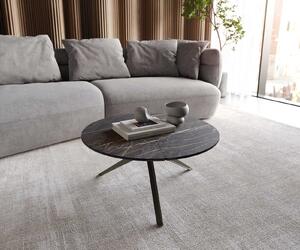 DELIFE Konferenční stolek Delron 70x70 cm keramika Laminam®Noir Desir hnědá křížová podnož plochá kov titanový efektový povrch