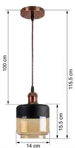 Brilagi-LED Lustr na lanku R GLASS 1xE27/60W/230V pr. 14cm měď/kou béžová/černá
