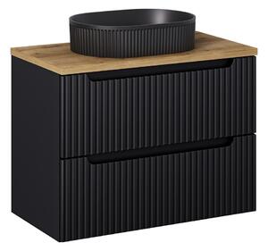 Comad Koupelnová skříňka Nova Black I s deskou a umyvadlem 80 cm černá/dub evoke