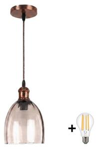 Brilagi - LED Lustr na lanku R GLASS 1xE27/60W/230V pr. 17 cm měděná/kouř béžová