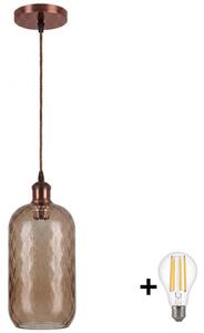 Brilagi - LED Lustr na lanku R GLASS 1xE27/60W/230V pr. 14 cm měděná/kouř hnědá