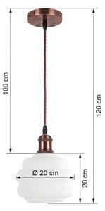 Brilagi - LED Lustr na lanku RETRO GLASS 1xE27/60W/230V pr. 20 cm měděná/bílá
