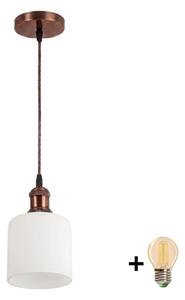 Brilagi - LED Lustr na lanku RETRO GLASS 1xE27/60W/230V pr. 13 cm měděná/bílá