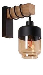 Brilagi - Nástěnné svítidlo WOOD GLASS 1xE27/60W/230V borovice/černá/kouř hnědá
