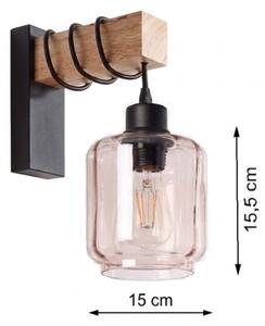 Brilagi - Nástěnné svítidlo WOOD GLASS 1xE27/60W/230V borovice/černá/kouř béžová