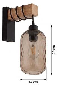 Brilagi - Nástěnné svítidlo WOOD GLASS 1xE27/60W/230V borovice/černá/kouř hnědá