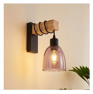 Brilagi - Nástěnné svítidlo WOOD GLASS 1xE27/60W/230V borovice/černá/kouř béžová