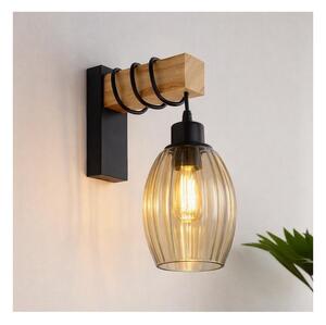 Brilagi - Nástěnné svítidlo WOOD GLASS 1xE27/60W/230V borovice/černá/kouř béžová
