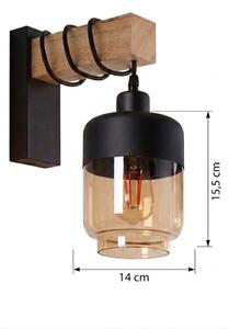 Brilagi - Nástěnné svítidlo WOOD GLASS 1xE27/60W/230V borovice/černá/kouř hnědá