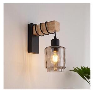 Brilagi - Nástěnné svítidlo WOOD GLASS 1xE27/60W/230V borovice/černá/kouř béžová