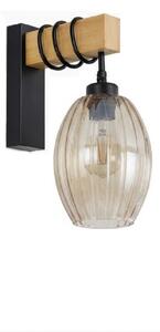 Brilagi - Nástěnné svítidlo WOOD GLASS 1xE27/60W/230V borovice/černá/kouř béžová