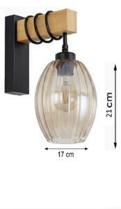 Brilagi - Nástěnné svítidlo WOOD GLASS 1xE27/60W/230V borovice/černá/kouř béžová