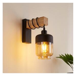 Brilagi - Nástěnné svítidlo WOOD GLASS 1xE27/60W/230V borovice/černá/kouř hnědá
