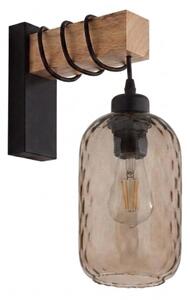 Brilagi - Nástěnné svítidlo WOOD GLASS 1xE27/60W/230V borovice/černá/kouř hnědá