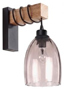 Brilagi - Nástěnné svítidlo WOOD GLASS 1xE27/60W/230V borovice/černá/kouř béžová
