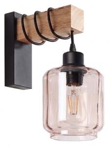 Brilagi - Nástěnné svítidlo WOOD GLASS 1xE27/60W/230V borovice/černá/kouř béžová