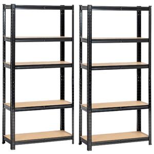 Ak furniture Sada 2 ks kovových regálů REGMET 70x30x154 cm černá