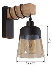 Brilagi - Nástěnné svítidlo WOOD GLASS 1xE27/60W/230V borovice/černá/kouř hnědá