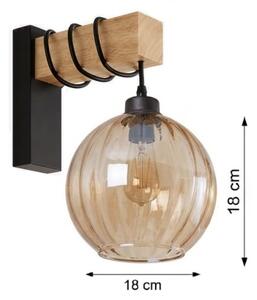 Brilagi - Nástěnné svítidlo WOOD GLASS 1xE27/60W/230V borovice/černá/kouř hnědá