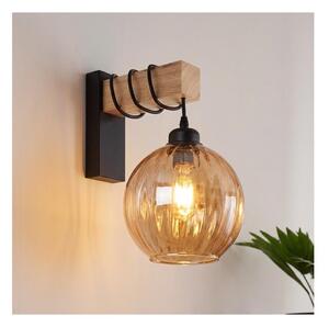 Brilagi - Nástěnné svítidlo WOOD GLASS 1xE27/60W/230V borovice/černá/kouř hnědá