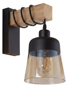 Brilagi - Nástěnné svítidlo WOOD GLASS 1xE27/60W/230V borovice/černá/kouř hnědá