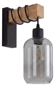 Brilagi - Nástěnné svítidlo WOOD GLASS 1xE27/60W/230V borovice/černá/kouř šedá