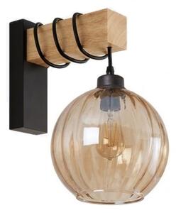 Brilagi - Nástěnné svítidlo WOOD GLASS 1xE27/60W/230V borovice/černá/kouř hnědá